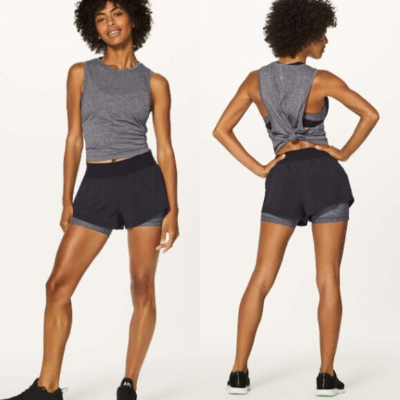 Lululemon Athletica Box It Out Short 5" Heathered Black Size 2 Athletic 1690 - Picture 1 of 12